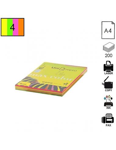 PAPEL MULTIFUNCION A4 80GR 200H 4 COLORES FLUOR