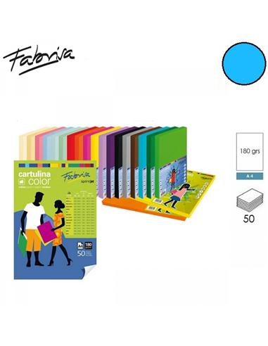 CARTULINA FABRISA A4 180g 50H AZUL TURQUESA