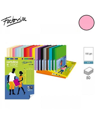 CARTULINA FABRISA A4 180g 50H ROSA