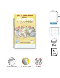 LIBRETA ESPIRAL PACSA PERSONALIZADA A4 CUADRO 5mm