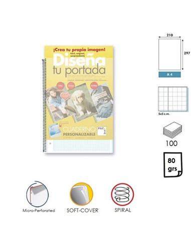 LIBRETA ESPIRAL PACSA PERSONALIZADA A4 CUADRO 5mm