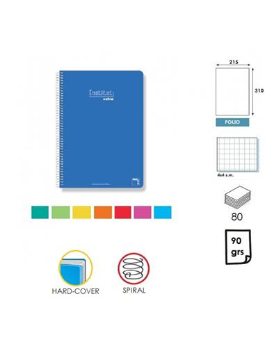 LIBRETA ESPIRAL PACSA INSTITUT TF CUADRO 4mm 80H