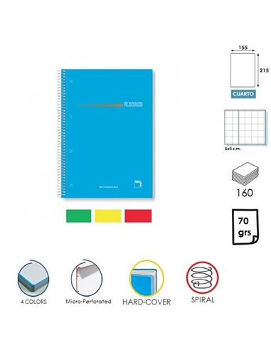 LIBRETA ESPIRAL PACSA PREMIUM TC CUADRO 5mm 160H