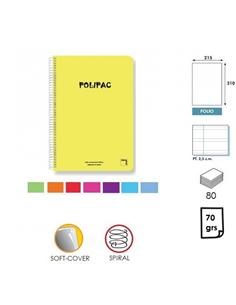 LIBRETA ESPIRAL PACSA POLIPAC TF 2 RAYAS 2,5mm 80H