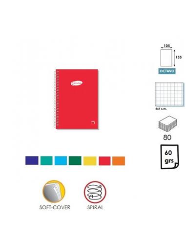 LIBRETA ESPIRAL PACSA T8º VERTICAL CUADRO 4mm 80H