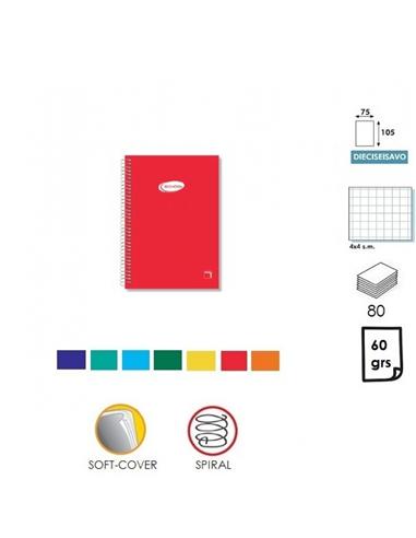 LIBRETA ESPIRAL PACSA T16º VERTICAL CUADRO 4mm 80H