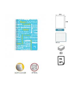 LIBRETA ESPIRAL PACSA POLIPAC TF CUADRO 4mm 80H