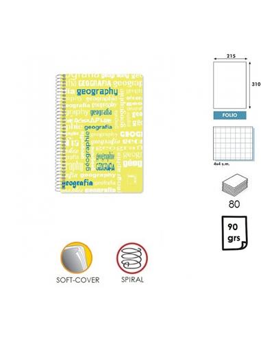 LIBRETA ESPIRAL PACSA POLIPAC TF CUADRO 4mm 80H