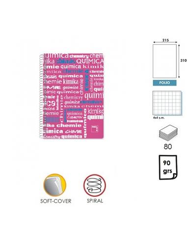 LIBRETA ESPIRAL PACSA POLIPAC TF CUADRO 4mm 80H