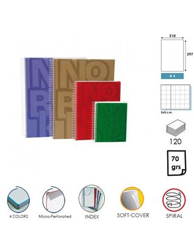 LIBRETA ESPIRAL SENFORT 4 ASIGNATURAS A4 120H 70GR