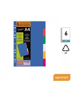 SEPARADOR SENFORT A4 POLIPROPILENO 6 COLORES