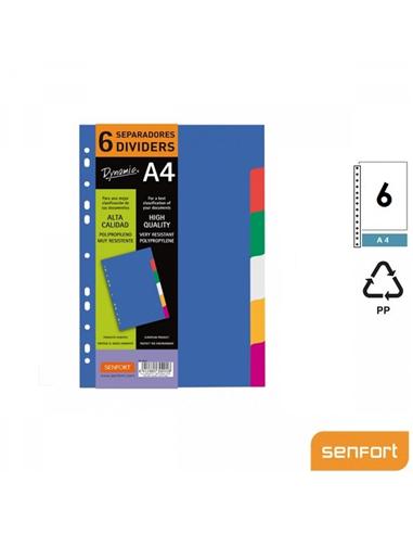 SEPARADOR SENFORT A4 POLIPROPILENO 6 COLORES