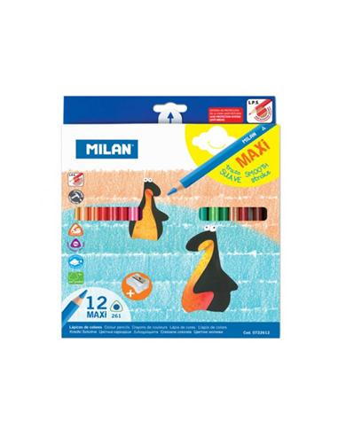 LAPIZ MILAN 12 COLORES MAXI TRIANGULAR