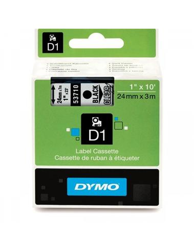 CINTA ROTULADORA DYMO D1 24mm x 7m TRANSP./NEGRA