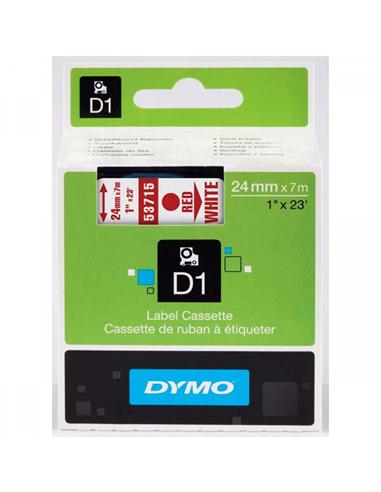 CINTA ROTULADORA DYMO D1 24mm x 7m BLANCA/ROJA