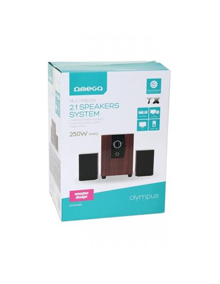 ALTAVOCES + SUBWOOFER OMEGA 2.1 USB MADERA OG24WBR