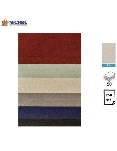 PAPEL MICHEL BRILLON METALLIC A4 250GR 50H PLATA