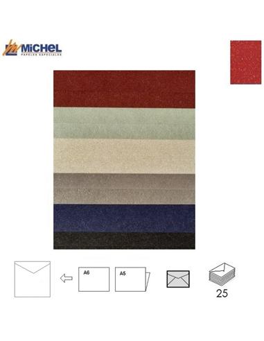 SOBRE MICHEL BRILLON METALLIC 170x170mm GRANATE