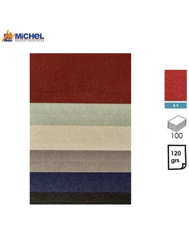PAPEL MICHEL BRILLON METALLIC A4 120GR 100H GRANAT