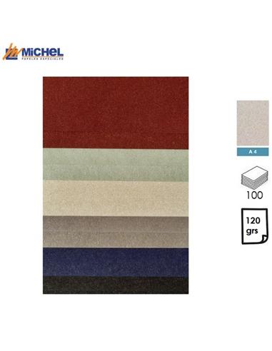 PAPEL MICHEL BRILLON METALLIC A4 120GR 100H PLATA