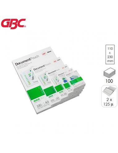 FUNDA PLASTIFICAR GBC 110x230mm 125 MICRAS 100uds