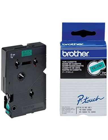 CINTA ROTULADORA BROTHER TC791 VERDE/NEGRA