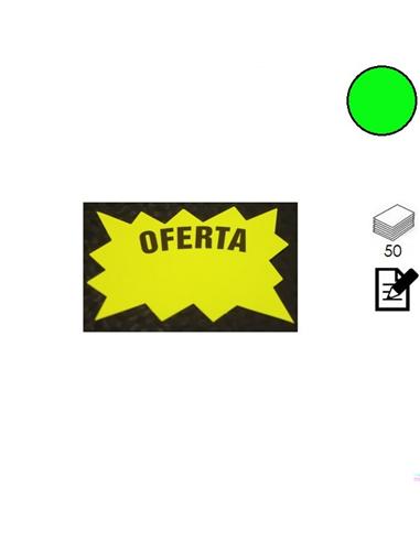 ETIQUETA PRECIOS OFERTA 11x16cm VERDE FLUOR 50u