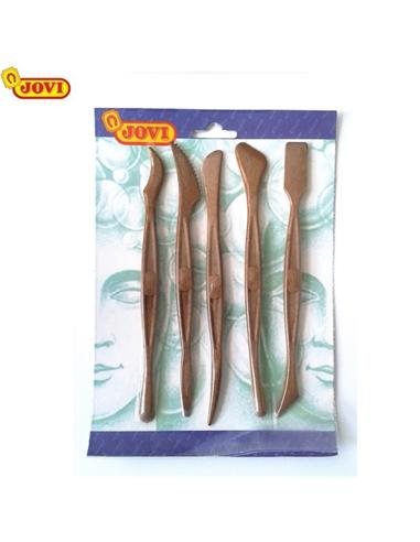 ESPATULAS MODELAR JOVI 5ud R-5 PLASTICO MARRON