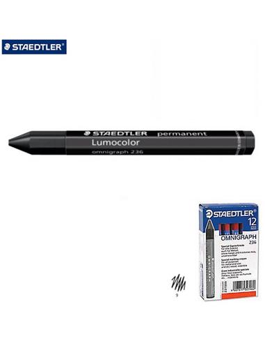 CERA STAEDTLER LUMOCOLOR 236-9 12ud NEGRO