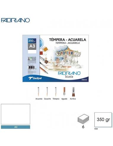 LAMINA ACUARELA TEMPERA FABRIANO A3 350gr 6H
