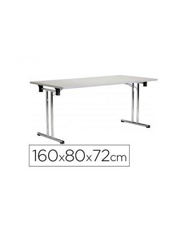 MESA ROCADA PLEGABLE 160X80 MELAM / ALUM / GRIS