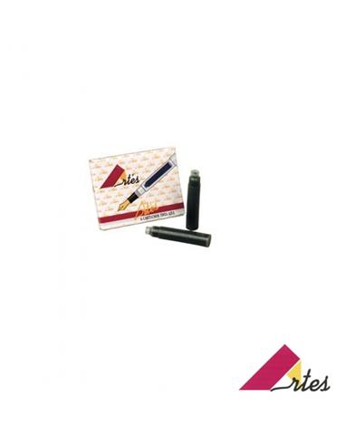 CARGA PLUMA ARTES x6 TUBOS PEQUEÑOS NEGRO