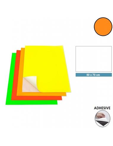 CARTULINA ADHESIVA 50x70 cm FLUORESCENTE NARANJA