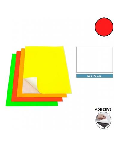 CARTULINA ADHESIVA 50x70 cm FLUORESCENTE ROJO