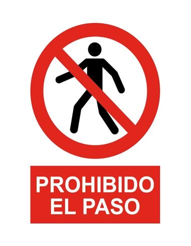 CARTEL SEÑALIZACION "PROHIBIDO PASO" 18x20cm