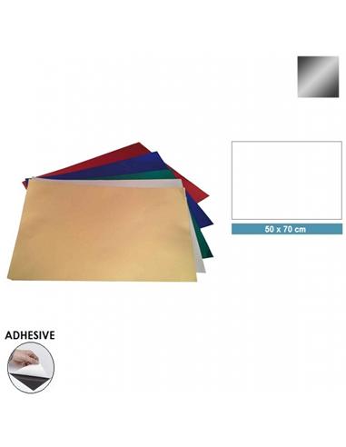CARTULINA ADHESIVA 50x70 cm METALIZADA PLATA