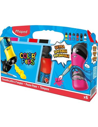 TEMPERA MAPED COLORPEPS 75ml 6 COLORES OPACOS