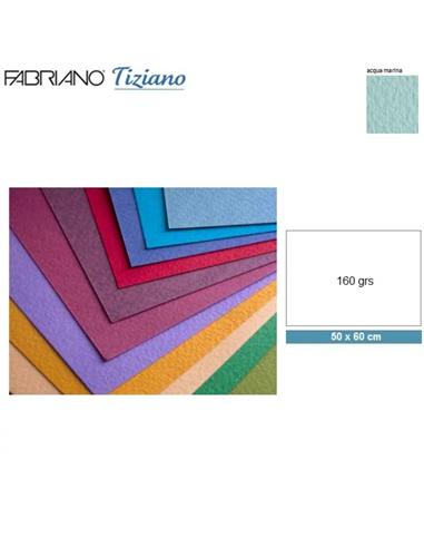 CARTULINA FABRIANO 50x60 cm 160g TIZIANO ACQUA MAR