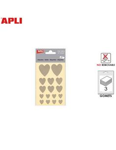 GOMETS ADHESIVO APLI CORAZONES PLATA 48ud