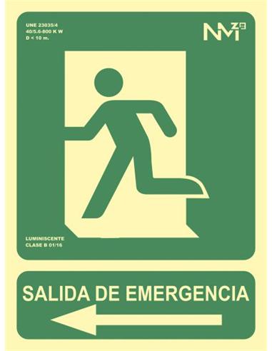 CARTEL SEÑALIZACION "SALIDA IZQUIERDA" 21x30cm