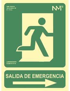 CARTEL SEÑALIZACION "SALIDA DERECHA" 21x30cm