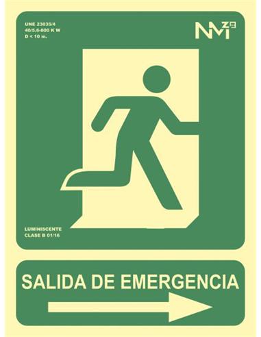 CARTEL SEÑALIZACION "SALIDA DERECHA" 21x30cm