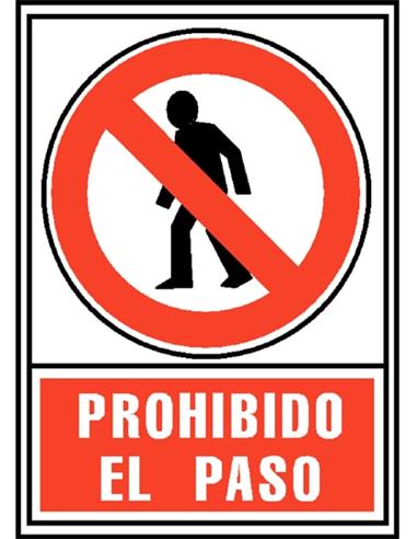 CARTEL SEÑALIZACION "PROHIBIDO EL PASO" 21x30cm