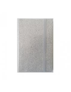CUADERNO NOTAS 9x14cm SATIN PURPURINA COLORES