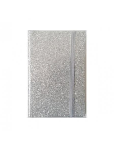 CUADERNO NOTAS 9x14cm SATIN PURPURINA COLORES