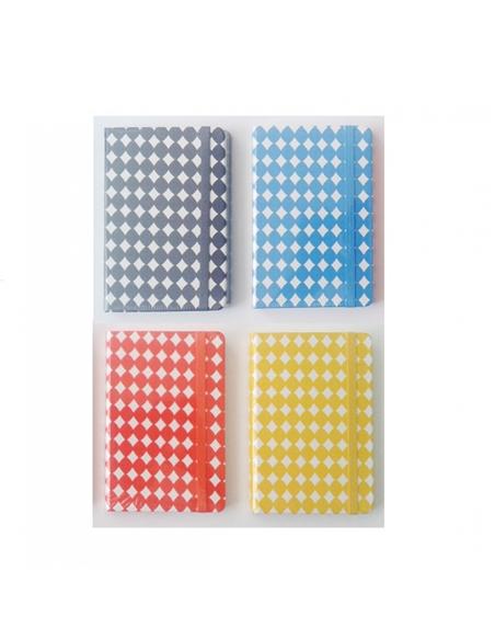 CUADERNO NOTAS 9x14cm ROMBOS COLORES