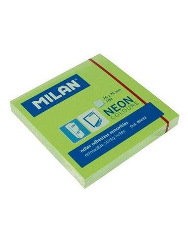 NOTA ADHESIVA MILAN 75X75 MM VERDE FLUORESCENTE