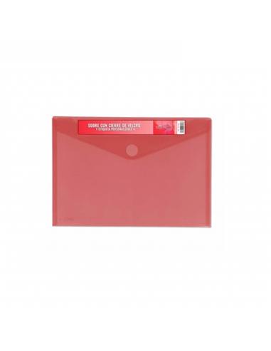 SOBRE PLASTICO OFFICE-BOX VELCRO T.F. ROJO