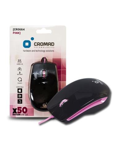 RATON CROMAD 3B WIRED USB 2.0. X50 NEGRO/ROSA
