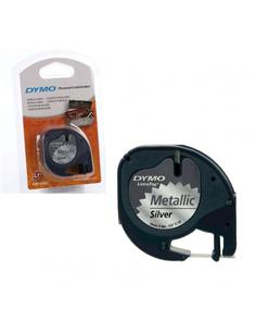 CINTA ROTULADORA DYMO TAG 12mm x 4m PP PLATA